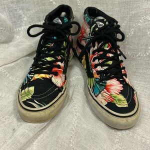 Vans almost NEW tropical floral pattern high top sneakers